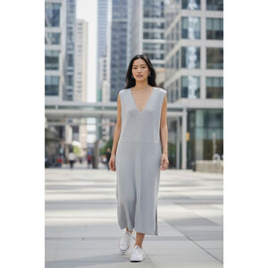 ZARA knit tunic boho vest side slits womens S V-NECK sleeveless